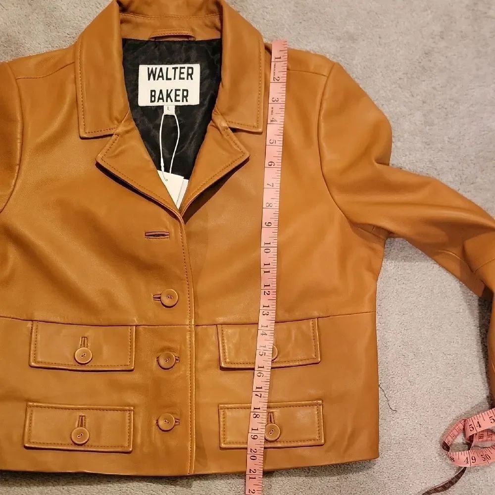 NWT Walter Baker Camel Leather Jacket SZ L - Picture 8 of 14